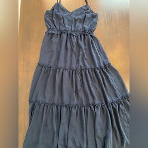 Lulus. Navy Chiffon, Maxi Dress.